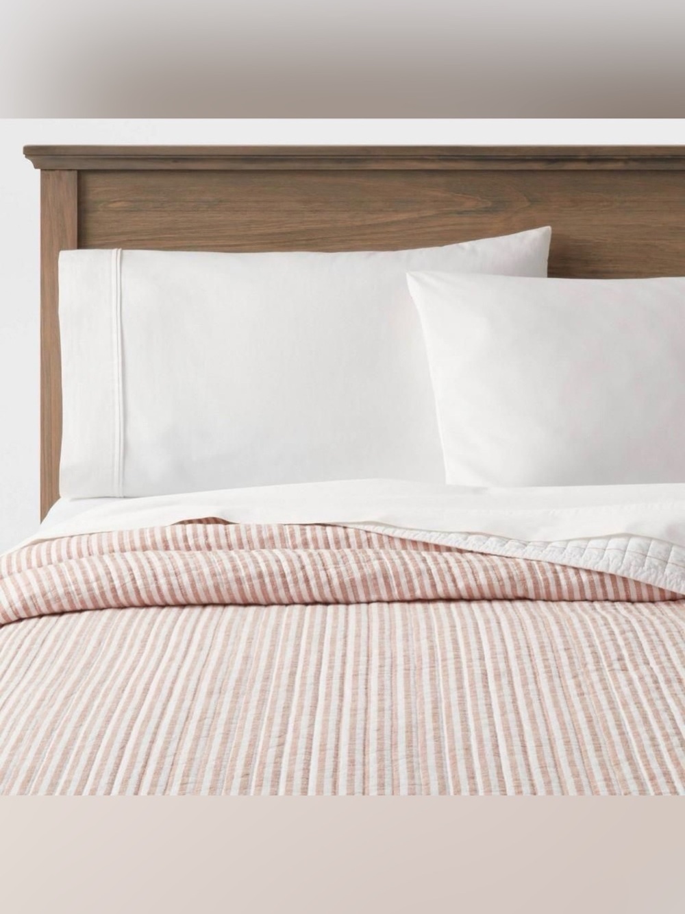 King Reversible Cotton Stripe Quilt Terracotta - Threshold New in Packaging